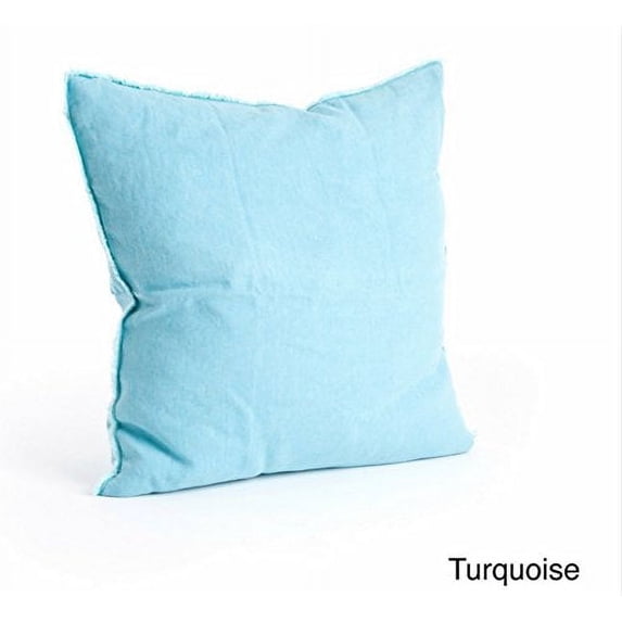 Fringed Design Down FIlled Linen 20-Inch Throw Pillow (Turquoise)