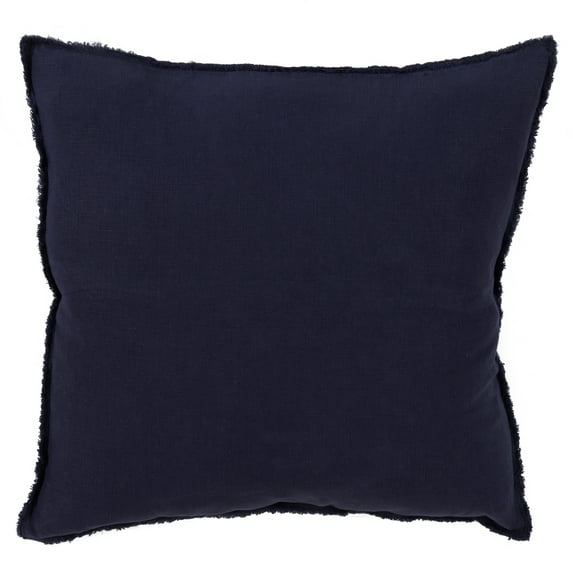 Fringed Design Down Filled Linen 20-Inch Throw Pillow (Midnight Blue)