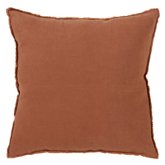 Fringed Design Down Filled Linen 20-Inch Throw Pillow (Terracotta)