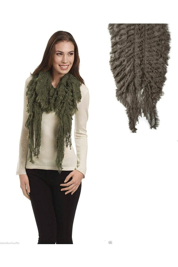Fringed Fall Scarf by Ganz - Olive Green
