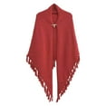 thumbnail image 1 of Fringed Knit Shawl Vintage Crochet Lace Scarf Cape Chinese Cheongsam Shoulder Wraps Breathable Tassel Triangle Scarf Shawl,Red, 1 of 2