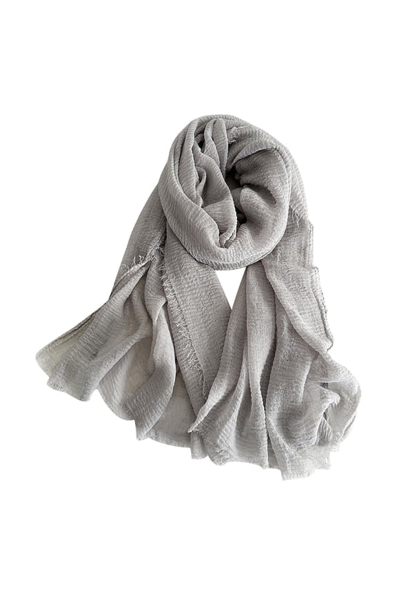 Fringed Linen Blend Scarf,Solid Travel Shawl,Lightweight Casual Wrap,Soft Cotton Linen Blend Scarf Elegant Fringed Edge Lightweight Breathable Solid Color Versatile Shawl for Travel Outdoor