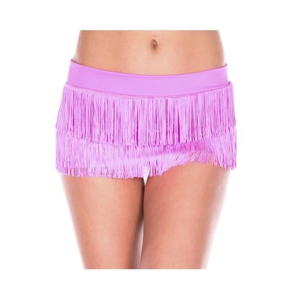 Fringed Mini Skirt with Lame Waist Band, Hot Pink