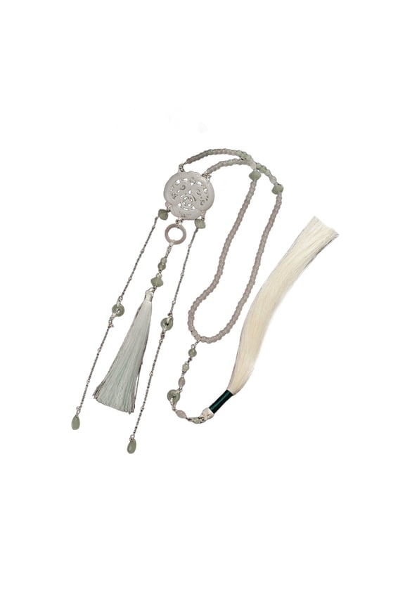 Fringed Pearl Pendant Waist Chain Long Necklace for Ancient Costume Skirt Chain Chinese Waist Decorative Chain