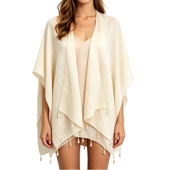 Fringed Shawls for Women Summer Breathable Beach Sun Protection Travel Long Scarf Cardigan Shawl Wraps