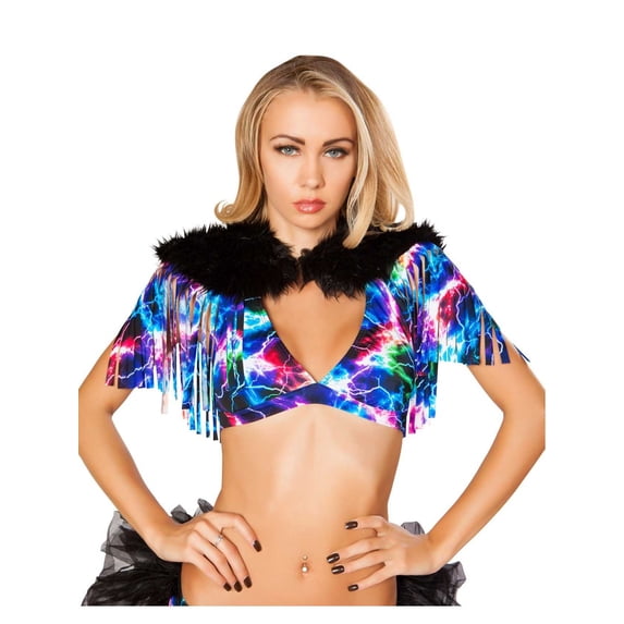 Fringed Shrug with Fur