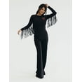 thumbnail image 1 of Mrs Momma Bear Long-Sleeve Fringe Arms Athleisure Black, Fringy Baby Jumpsuit (Women's), 1 of 7