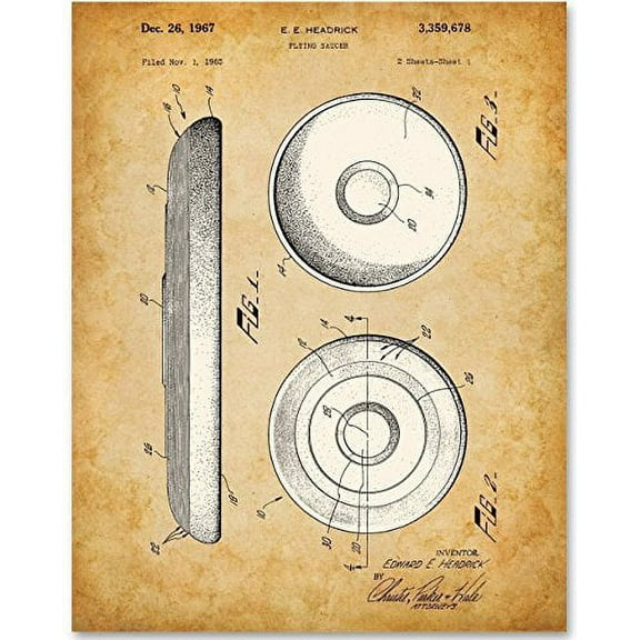Frisbee Art Print - 11x14 Unframed Patent Print - Great Gift for Frisbee Golf and Ultimate Players