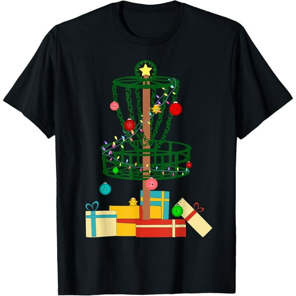 Frisbee Golf Frolf Christmas Tree - Funny Disc Golf Hole T-Shirt