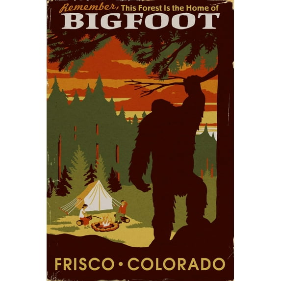 Frisco, Colorado, Home of Bigfoot (12x18 Wall Art Poster, Room Decor)