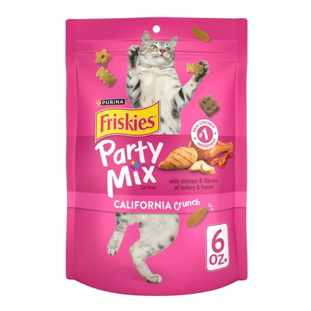 Friskies Cat Treats, Party Mix California Crunch With Chicken - (6) 6 oz. Pouches
