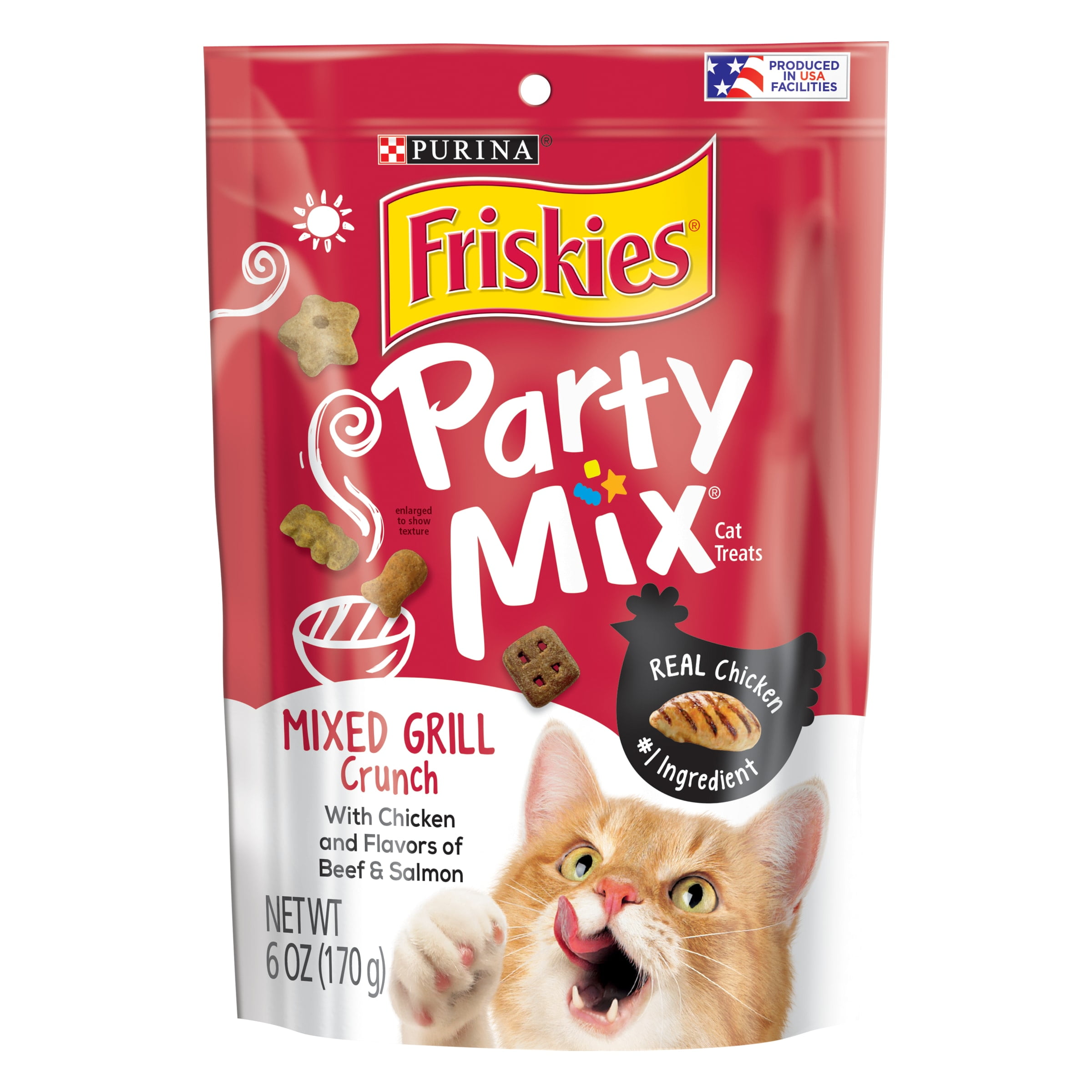 Friskies Cat Treats, Party Mix Mixed Grill Crunch, 6 oz. Pouch
