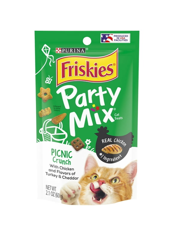 Friskies Cat Treats, Party Mix Picnic Crunch, 2.1 oz. Pouch