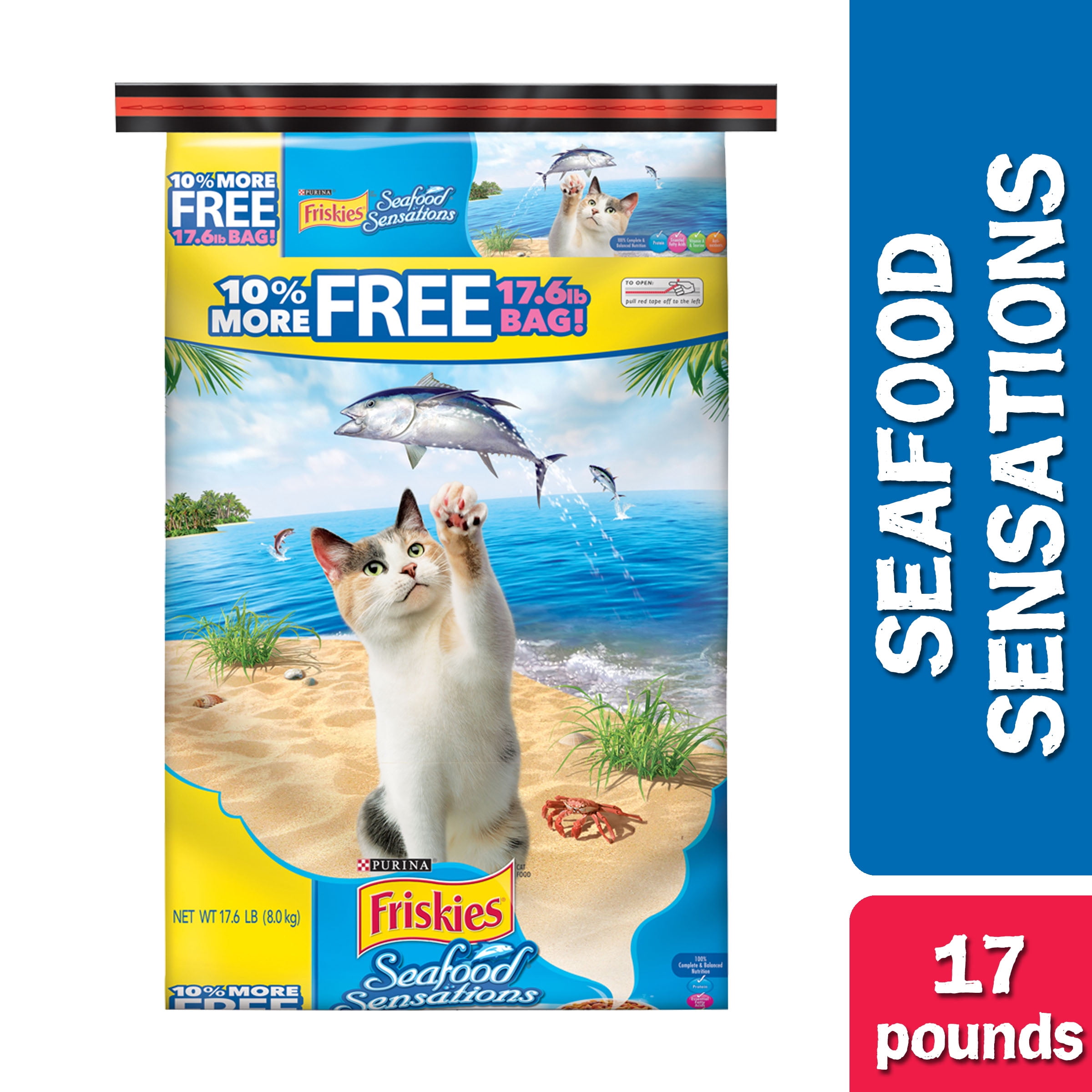 Friskies Dry Cat Food, Seafood Sensations, 17.6 lb. Bag