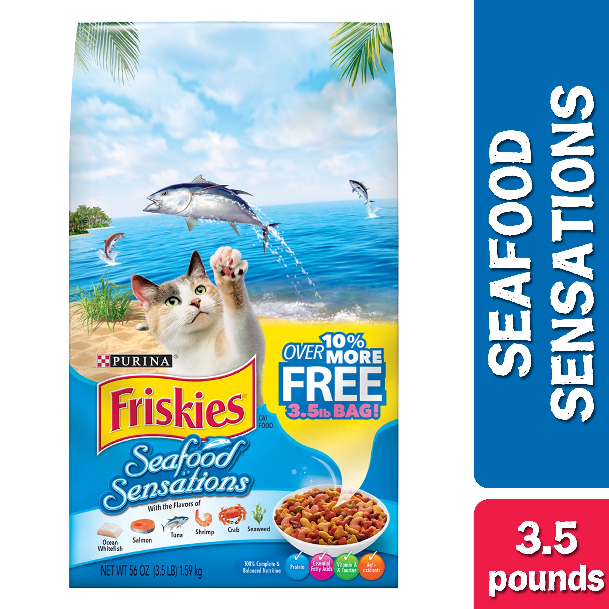 Friskies Dry Cat Food, Seafood Sensations, 3.5 lb. Bag