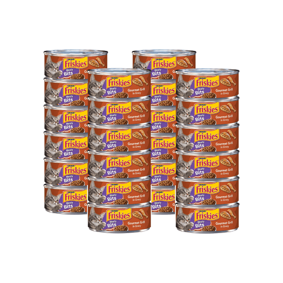 Friskies Meaty Bits Gourmet Grill in Gravy Adult Wet Cat Food, 5.5 OZ , 24 Count