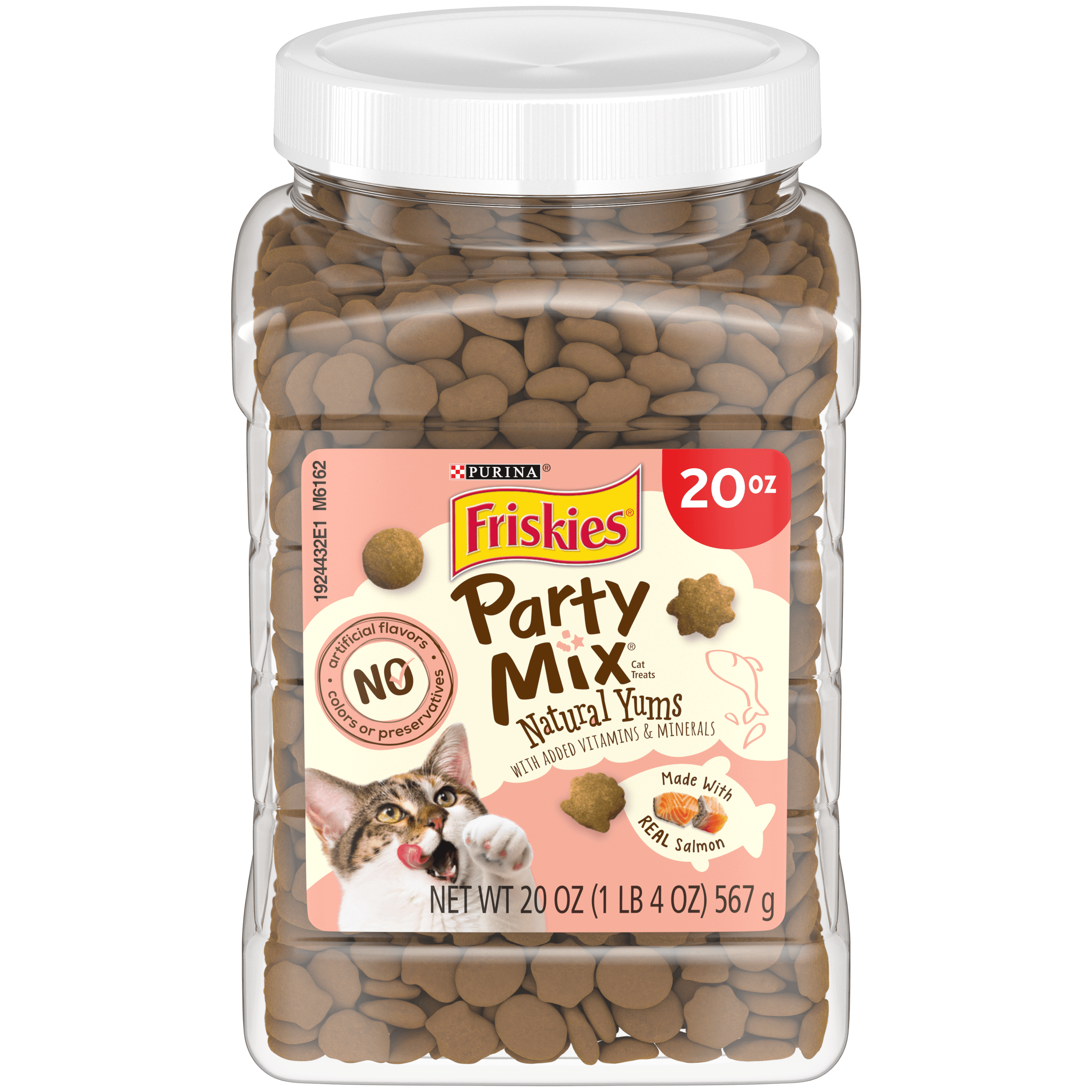 Friskies , Natural Cat Treats, Party Mix Natural Yums With Real Salmon, 20 oz. Canister