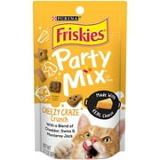 Friskies Party Mix Cheezy Craze Crunch with a Blend of Cheddar, Swiss and Monterey Jack Cat Treats