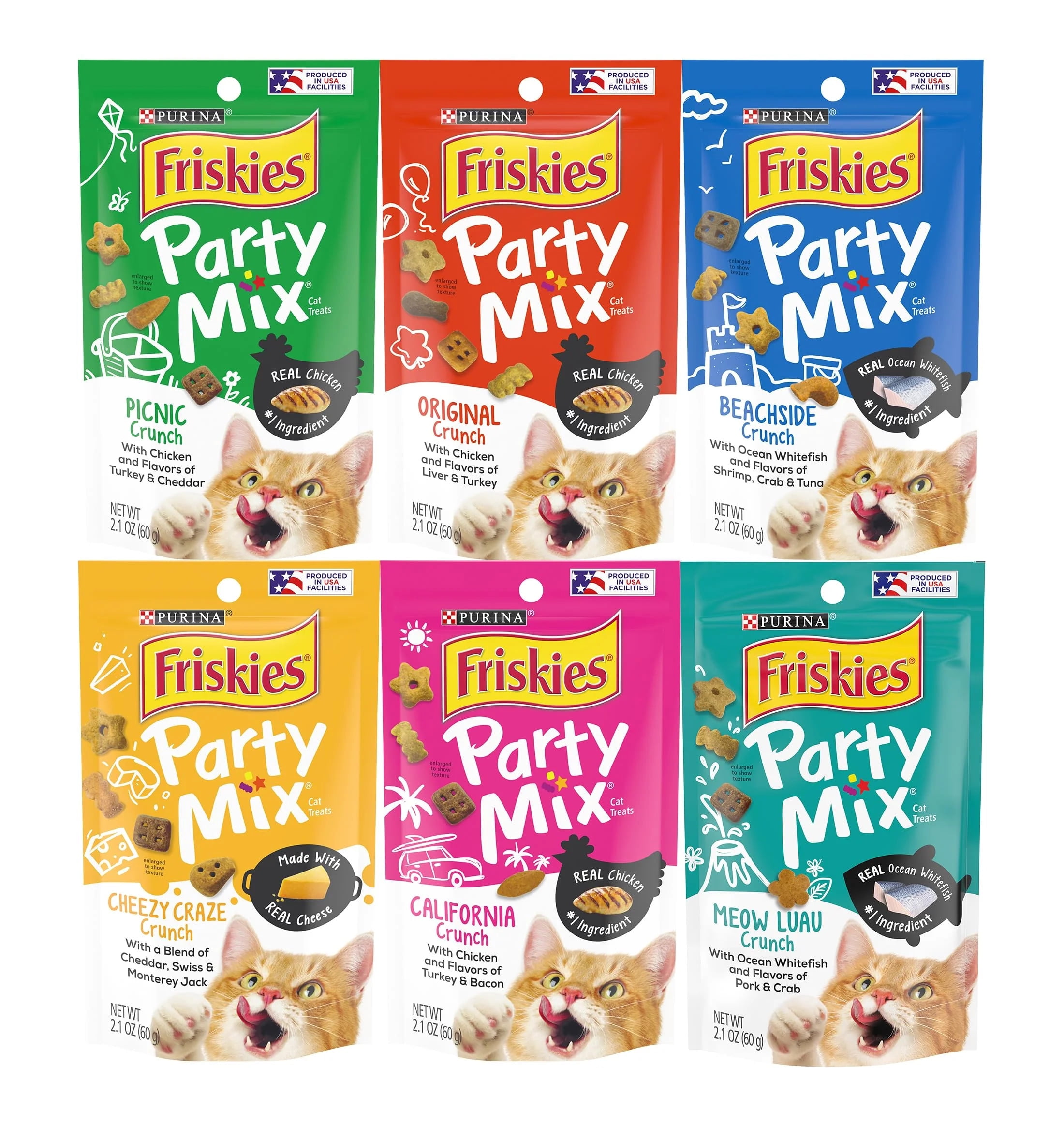 Friskies Party Mix Crunch Variety Pack (6 Fun Flavors 2.1 oz each
