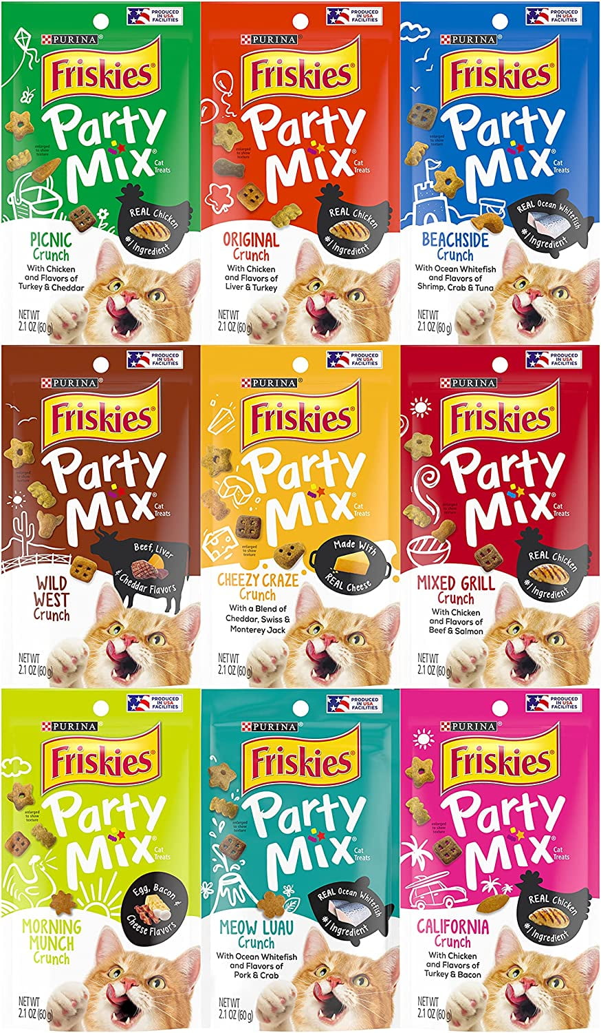 Friskies Party Mix Crunch Variety Pack (9 Flavors) Wild West, Morning