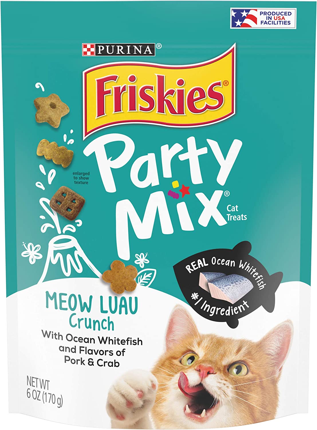 Friskies Party Mix Meow Luau Crunch Adult Cat Treats, 6 OZ (Pack of 12)