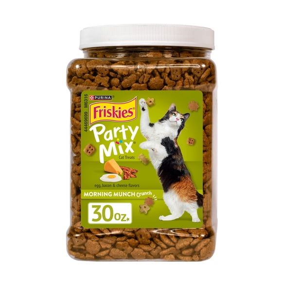 Purina Friskies Party Mix Morning Munch Crunch Egg,Baconand Cheese FlavorsCat Treats, 30 oz.