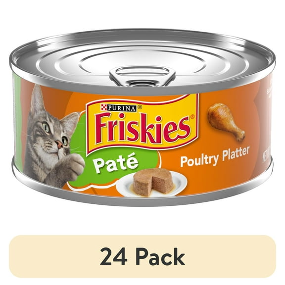 (24 pack) Purina Friskies Pate, Poultry Platter, Wet Cat Food, 5.5 oz Can