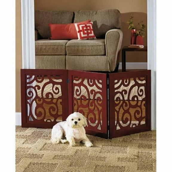 Frisky Friends Wooden Freestanding Foldable Pet Gate, 48" Wide
