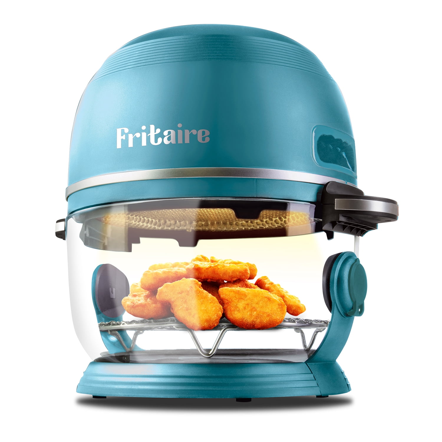 Fritaire Self-Cleaning Glass Bowl Air Fryer, 5 Qt, 6 Functions, BPA Free, Rotisserie/Tumbler, Green