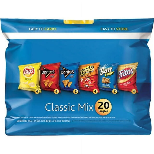 Frito-Lay 2Go Classic Mix Variety Pack, 1 Oz, 20 Ct