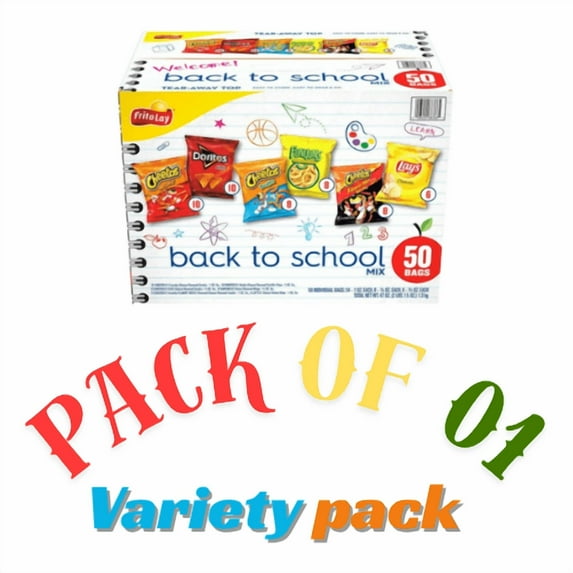 Frito-Lay Back to Class Mix Variety Pack Chips, 50 Count – School Snacks, Lunchbox Favorites, Single-Serve Bags