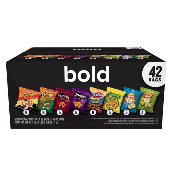 Frito Lay Bold Mix Chips Variety pack, Mega Size, 42 Count