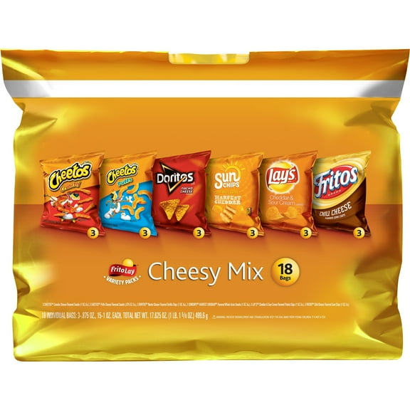 Frito-Lay Cheesy Mix Variety Pack Snack Chips, 18 Count Multipack