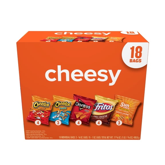 Frito-Lay Cheesy Snack Chips Variety pack, 18 Count Multipack Box