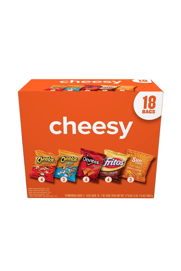 Cheesy Snack Chips Variety pack, 18 Count Multipack Box
