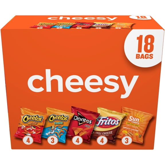 Frito-Lay Cheesy Snack Chips Variety pack, 18 Count Multipack Box