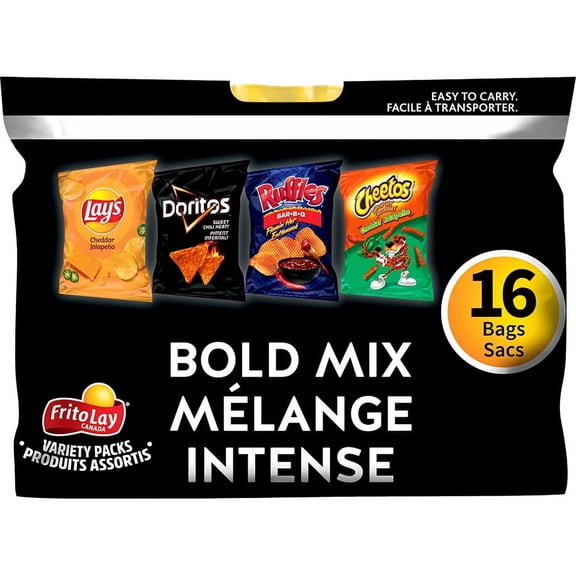 Frito-Lay Bold Mix Variety Pack, 16 x 28g (15.8 oz), Cheddar Jalapeo, Sweet Chili & Flamin' Hot BBQ