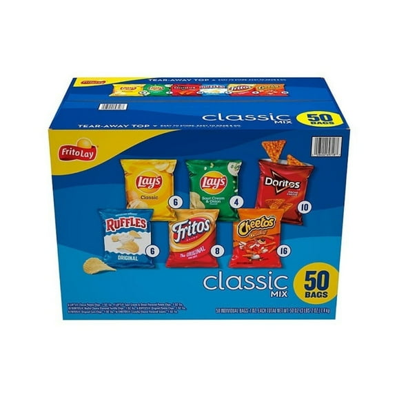 Frito-Lay Classic Mix 50 ct, Frito-Lay Classic Mix Variety Pack Chips, Party Size, 5lbs,