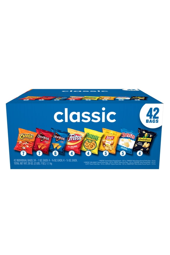 Frito Lay Classic Mix Chips Variety pack, Mega Size, 1 oz, 42 Count