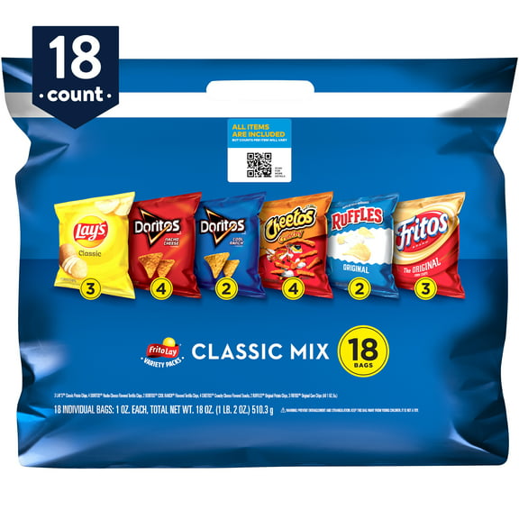 Frito-Lay Classic Mix Snacks Variety Pack, 18 Count (Assortment May Vary)