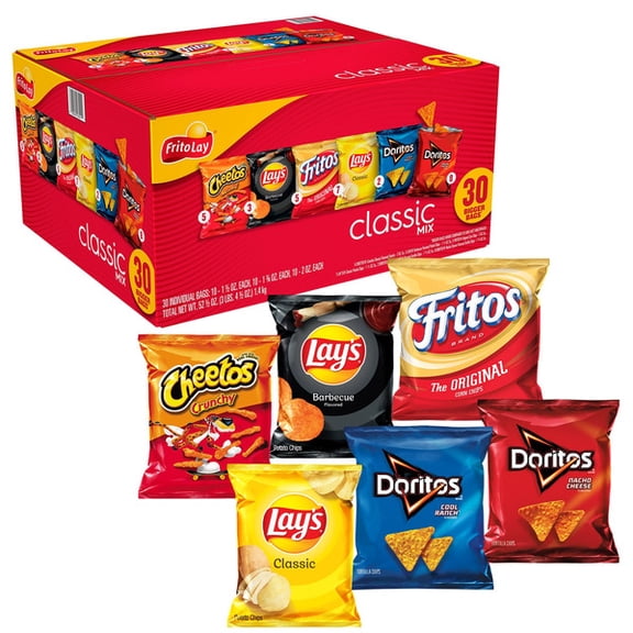 Frito-Lay Classic Mix Variety Pack, 30-Count  Assorted Chips & Snacks, Individually Wrapped