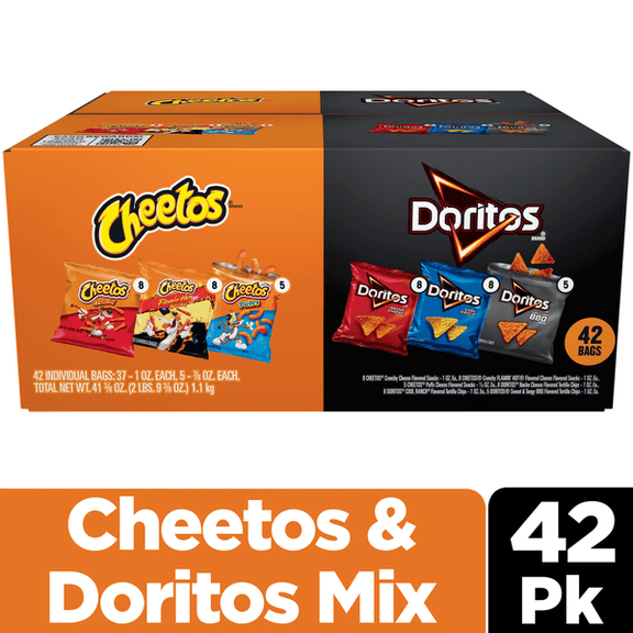 Frito Lay Doritos & Cheetos Mix Variety Pack Assorted Chips & Cheese Snacks, Individually Wrapped