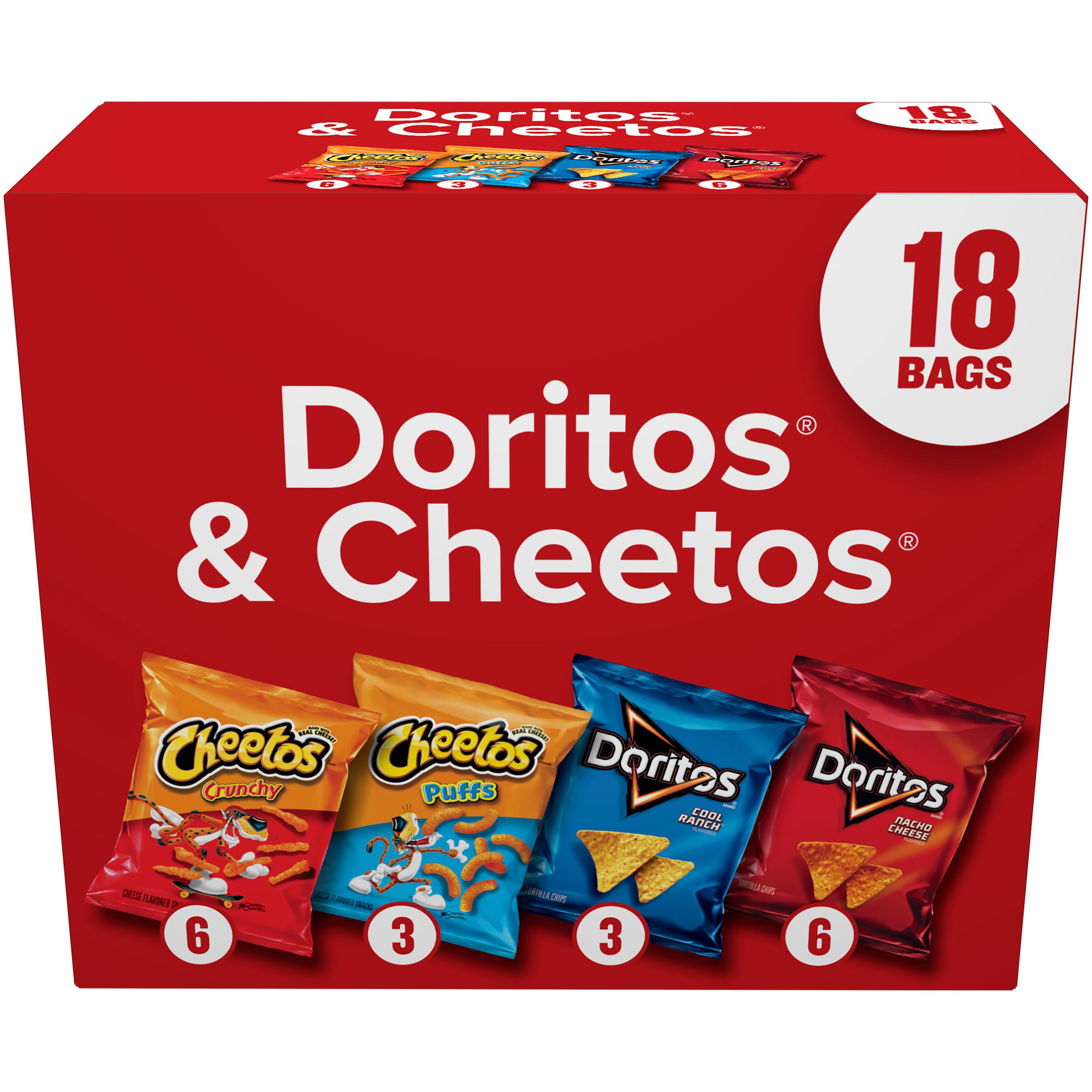 Frito Lay Doritos & Cheetos Snack Chips Mix Variety Pack, 18 Pack