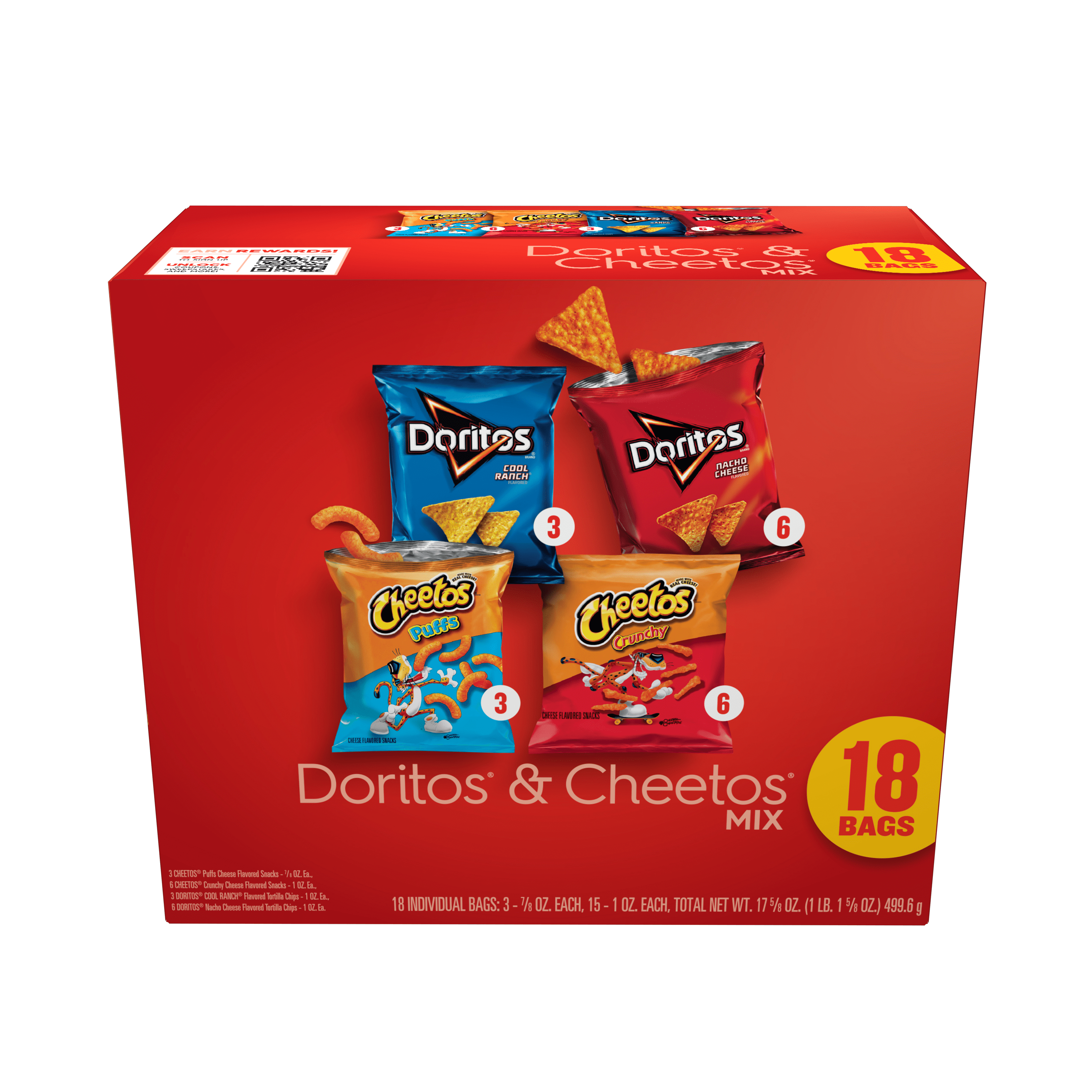 Frito-Lay Doritos & Cheetos Mix Variety Pack Snack Chips, 18 Count Multipack
