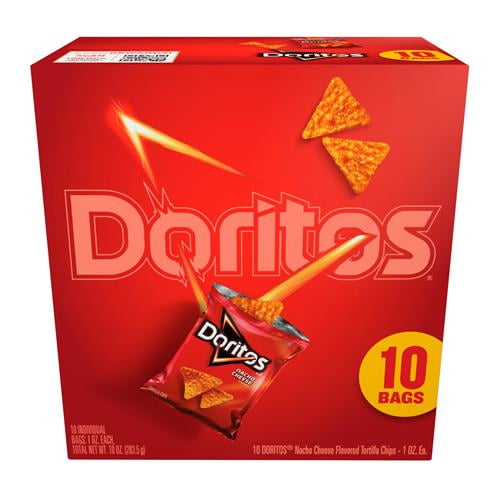 Frito-Lay Doritos Tortilla Chips Nacho Cheese Bags, 1 Oz, 10 Ct - Pack of 2