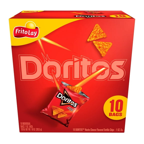 Frito-Lay Doritos Tortilla Chips Nacho Cheese Bags, 1 Oz, 10 Ct Packaging May Vary - Pack of 3