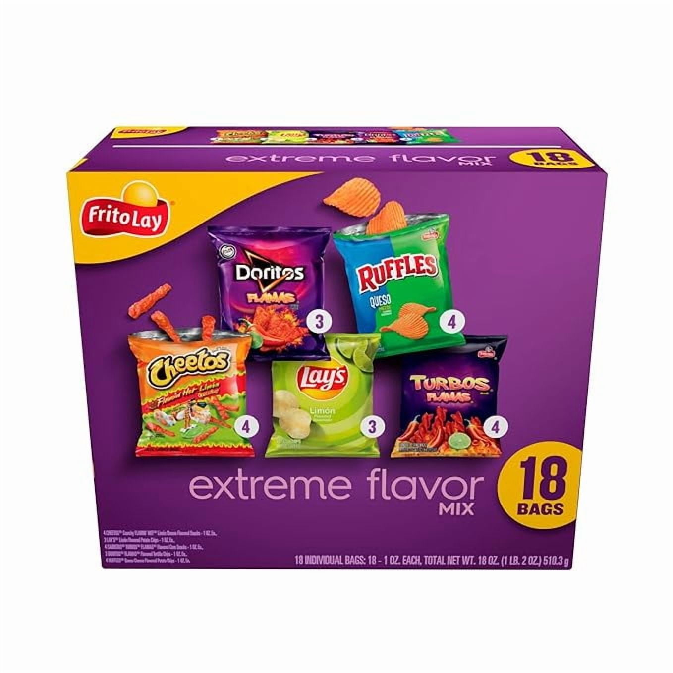Frito-Lay, Variety Pack Snack Chips, Extreme Flavor Mix, 18 Oz, 18 Ct