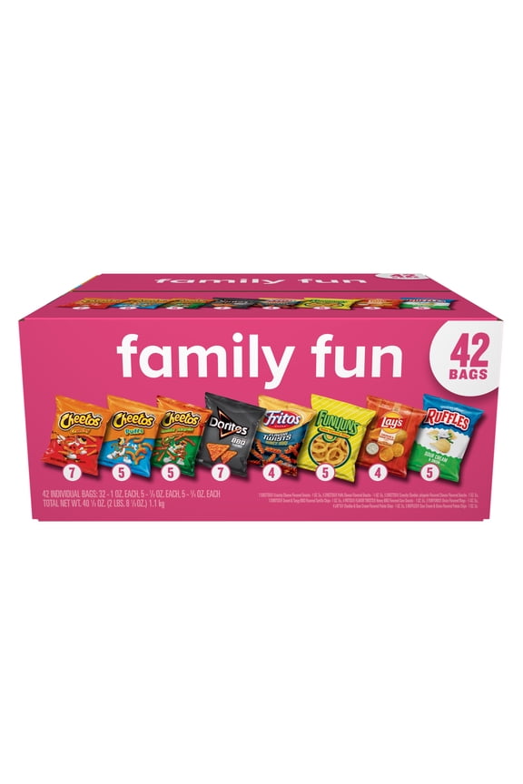 Frito Lay Family Fun Mix Chips Variety pack, Mega Size, 42 Count