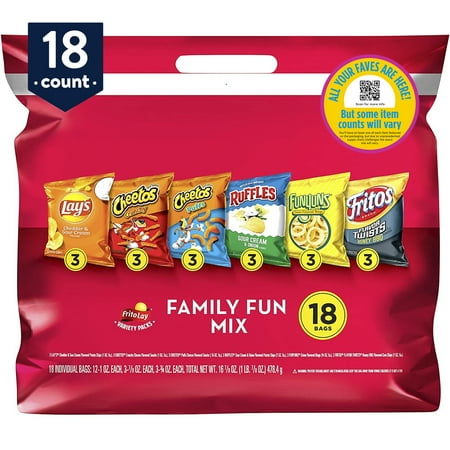 Frito Lay Family Fun Mix Snacks Variety Package, 18 Count