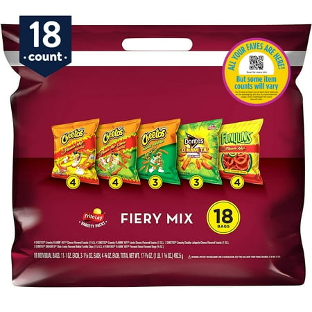 Frito-Lay Fiery Mix Variety Pack, 18 Count